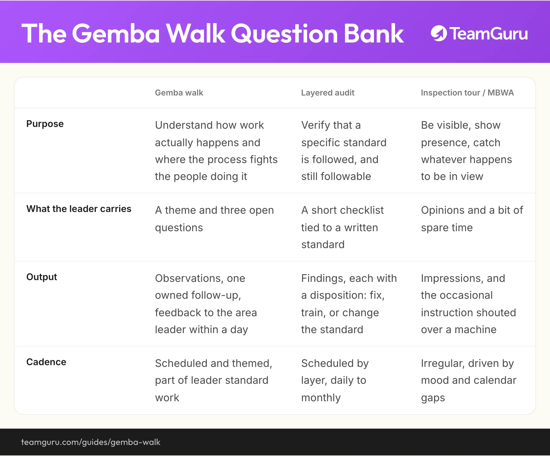 Gemba Walks implementation diagram (TeamGuru guide)