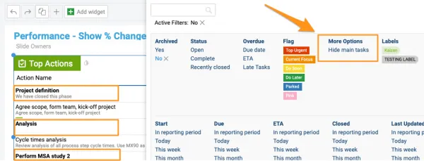 hide main tasks